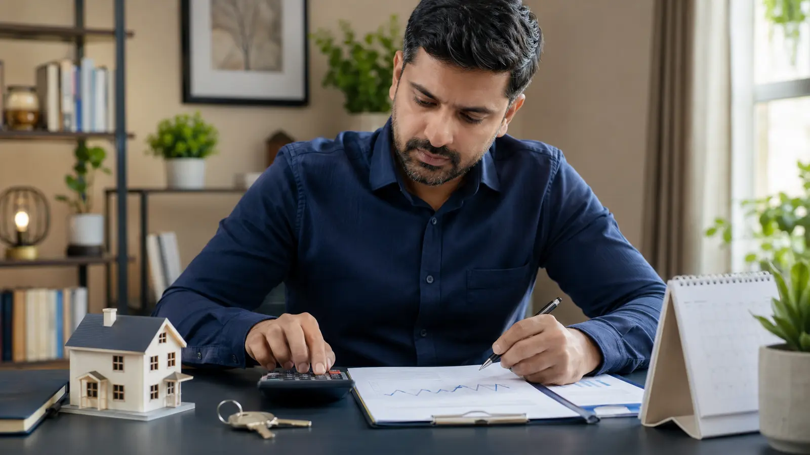 Indian investor calculating capital gains for property and financial investments