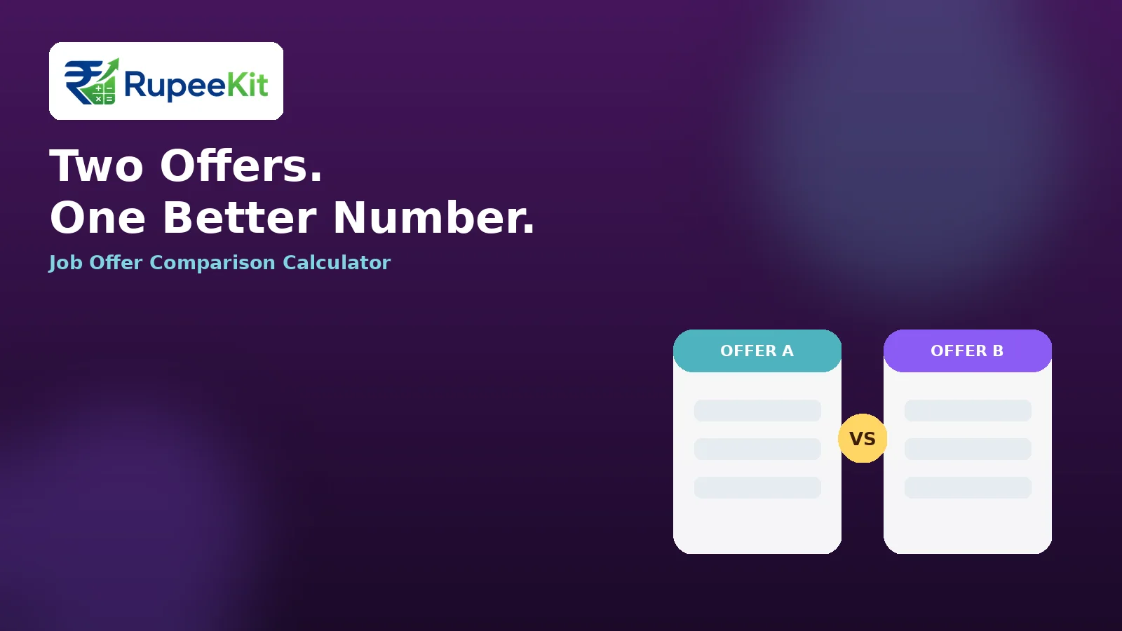 Illustration of two job offer cards side by side with a VS badge representing an offer comparison